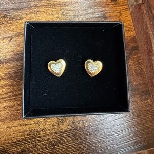 Stella Valentino Sterling Silver 14k Gold Plated Heart Stud Earrings